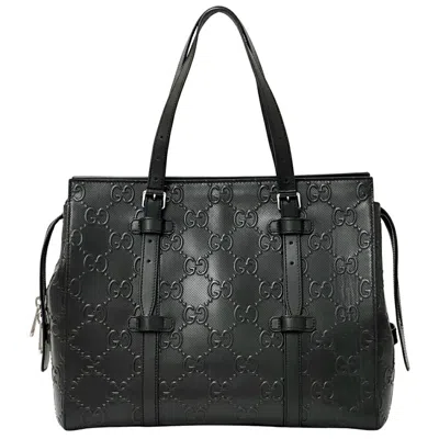 Pre-owned Gucci Black Leather Tote Bag ()