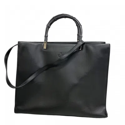 Pre-owned Gucci Black Leather Tote Bag ()