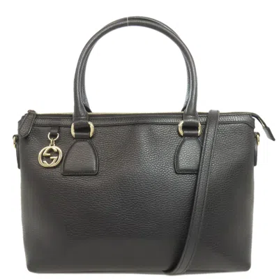Pre-owned Gucci Black Leather Tote Bag ()