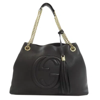 Pre-owned Gucci Black Leather Tote Bag ()