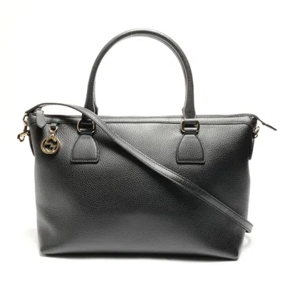 Pre-owned Gucci Black Leather Tote Bag ()