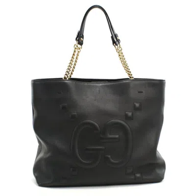 Pre-owned Gucci Black Leather Tote Bag ()