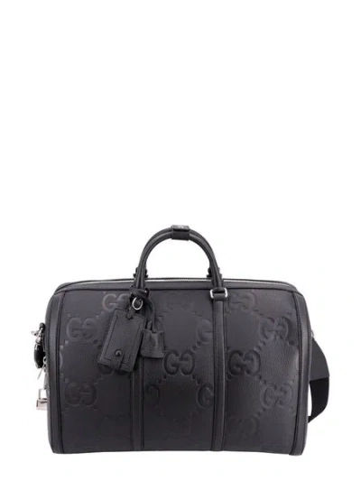 Gucci Black Leather Travel Handbag For Men In Metallic