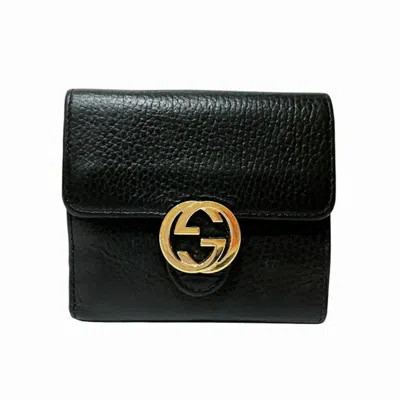 Pre-owned Gucci Black Leather Wallet (bi-fold) ()