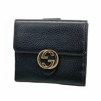 Pre-owned Gucci Black Leather Wallet (bi-fold) ()