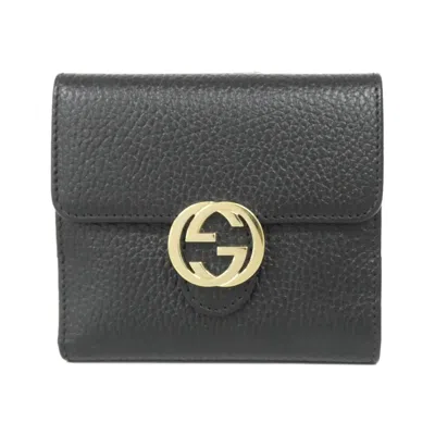 Pre-owned Gucci Black Leather Wallet (bi-fold) ()