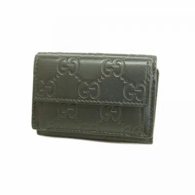 Pre-owned Gucci Black Leather Wallet (tri-fold) ()