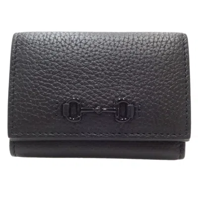 Pre-owned Gucci Black Leather Wallet (tri-fold) ()