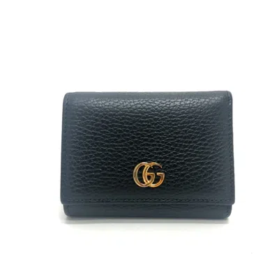 Pre-owned Gucci Black Leather Wallet (tri-fold) ()