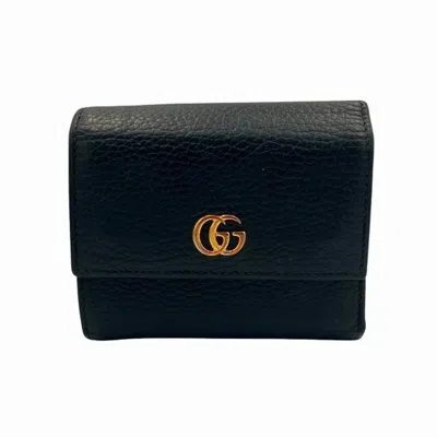 Pre-owned Gucci Black Leather Wallet (tri-fold) ()