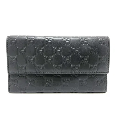 Pre-owned Gucci Black Leather Wallet (tri-fold) ()