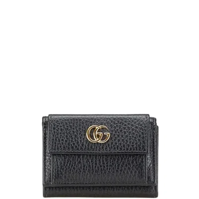 Pre-owned Gucci Black Leather Wallet (tri-fold) ()