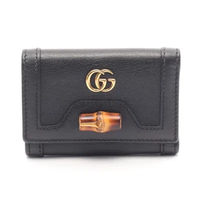 Pre-owned Gucci Black Leather Wallet (tri-fold) ()