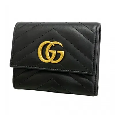 Pre-owned Gucci Black Leather Wallet (tri-fold) ()
