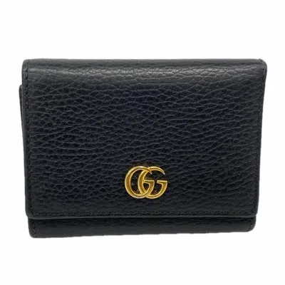Pre-owned Gucci Black Leather Wallet (tri-fold) ()