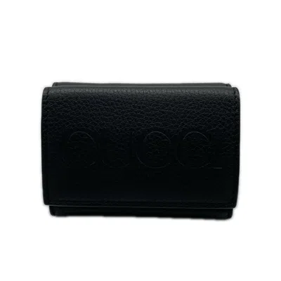 Pre-owned Gucci Black Leather Wallet (tri-fold) ()