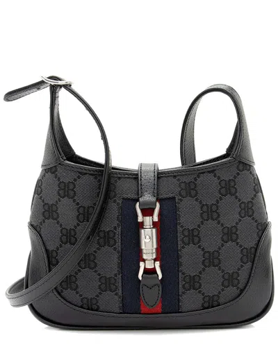 Gucci Black Leather X Balenciaga Bb Supreme The Hacker Project Jackie Mini Shoulder Bag (authentic P
