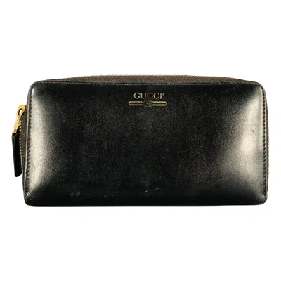 Pre-owned Gucci Black Leather Zip Wallet