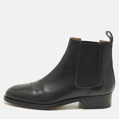 Pre-owned Gucci Black Leather Zowie Chelsea Boots Size 42