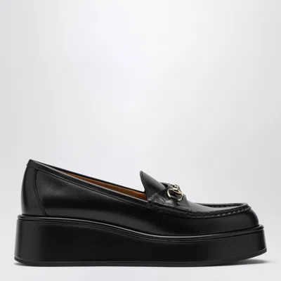 Gucci Black Loafers With Oversized Platform In Leather Woman In Animal Print