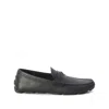 Gucci Pebbled Leather Driver Moccasins With Visible Stitching In Gray