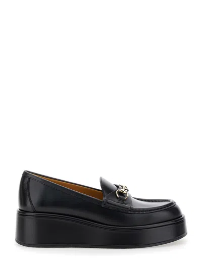 Gucci Black Loafer With Platform And Horsebitt