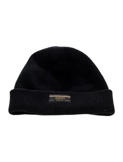 Pre-owned Gucci Black Logo Beanie