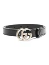 Gucci Polished Leather Belt With Iconic Double G Buckle In Black