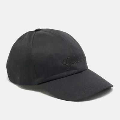 Pre-owned Gucci Black Logo Embroidered Cotton Baseball Cap M