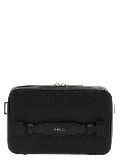 Gucci Black Logo Leather Shoulder Strap