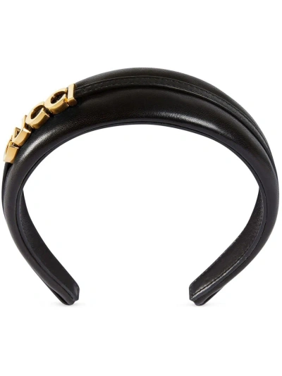 Gucci Black Logo-lettering Leather Headband