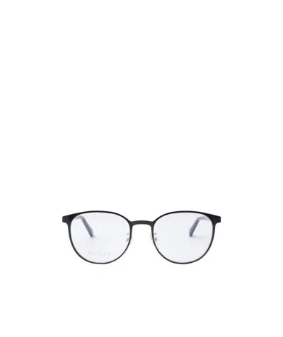 Gucci Black Logo Round Frame Flat Mirror In White