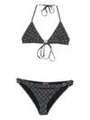 Gucci Gg Pattern Halter Neck Triangle Top Swimsuit In Black
