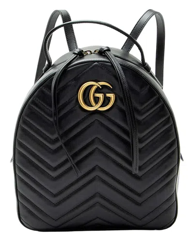 Gucci Black Matelasse Leather Gg Marmont Backpack (authentic Pre-loved)