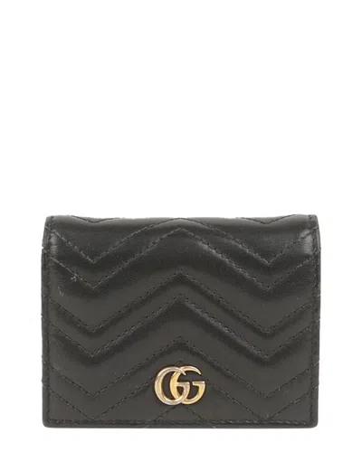 Gucci Black Matelassé© Leather Gg Marmont Card Case Wallet (authentic Pre-  Loved) In Pattern