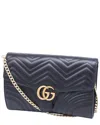 Gucci Black Matelasse Leather Gg Marmont Clutch (authentic Pre-loved) In Black