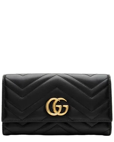 Pre-owned Gucci Black Matelasse Leather Gg Marmont Continental Wallet (authentic Pre-  Loved)