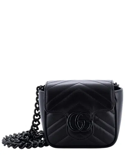 Gucci Black Matelasse Leather Gg Marmont Flap Belt Bag Mini (authentic Pre-  Loved) In Red