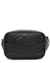 Gucci Black Matelasse Leather Gg Marmont Mini Camera Bag (authentic Pre-loved) In Black