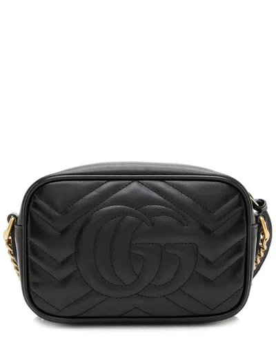 GUCCI GUCCI BLACK MATELASSE LEATHER GG MARMONT MINI CAMERA BAG (AUTHENTIC PRE-LOVED)