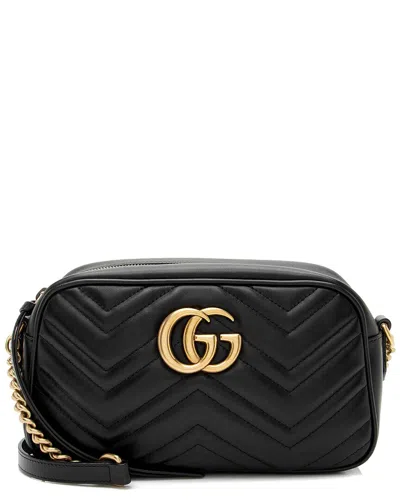 Gucci Black Matelasse Leather Gg Marmont Small Shoulder Bag (authentic Pre-  Loved)
