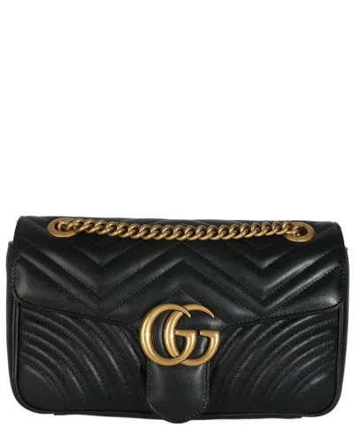 Gucci Black Matelasse Leather Medium Gg Marmont Shoulder Bag (authentic Pre-  Loved)