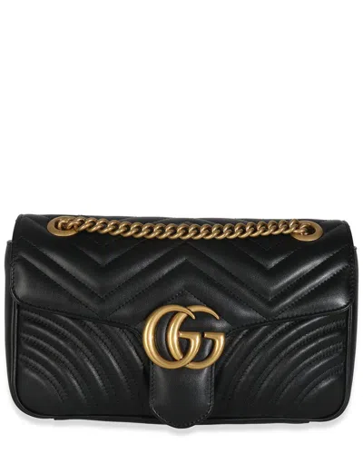 GUCCI GUCCI BLACK MATELASSE LEATHER MEDIUM GG MARMONT SHOULDER BAG (AUTHENTIC PRE-  LOVED)