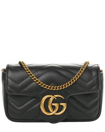 Gucci Black Matelasse Leather Super Mini Gg Marmont Shoulder Bag (authentic  Pre-loved)