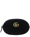 Gucci Black Matelasse Velvet Gg Marmont Belt Bag (authentic Pre-loved) In Black