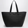 Gucci Men Leather Shopping Bag With Jumbo Gg Motif In Black