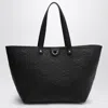 Gucci Men Leather Shopping Bag With Jumbo Gg Motif In Black