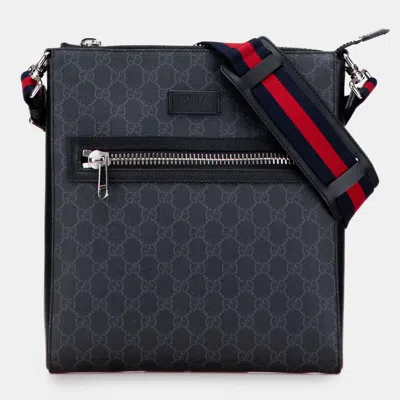 Pre-owned Gucci Black Medium Gg Supreme Web Messenger Bag
