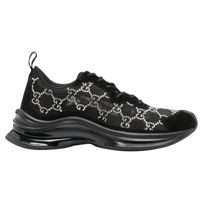 Pre-owned Gucci Black Mesh Runners With Crystals 37.5