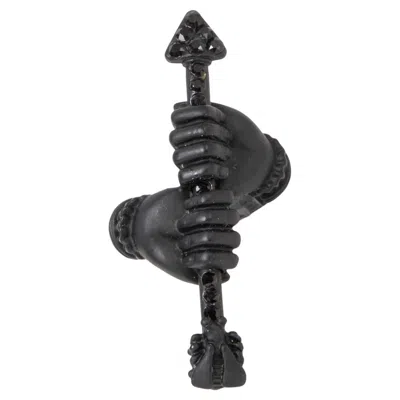 Pre-owned Gucci Black Metal Hands & Arrow Crystal Ring 7.5